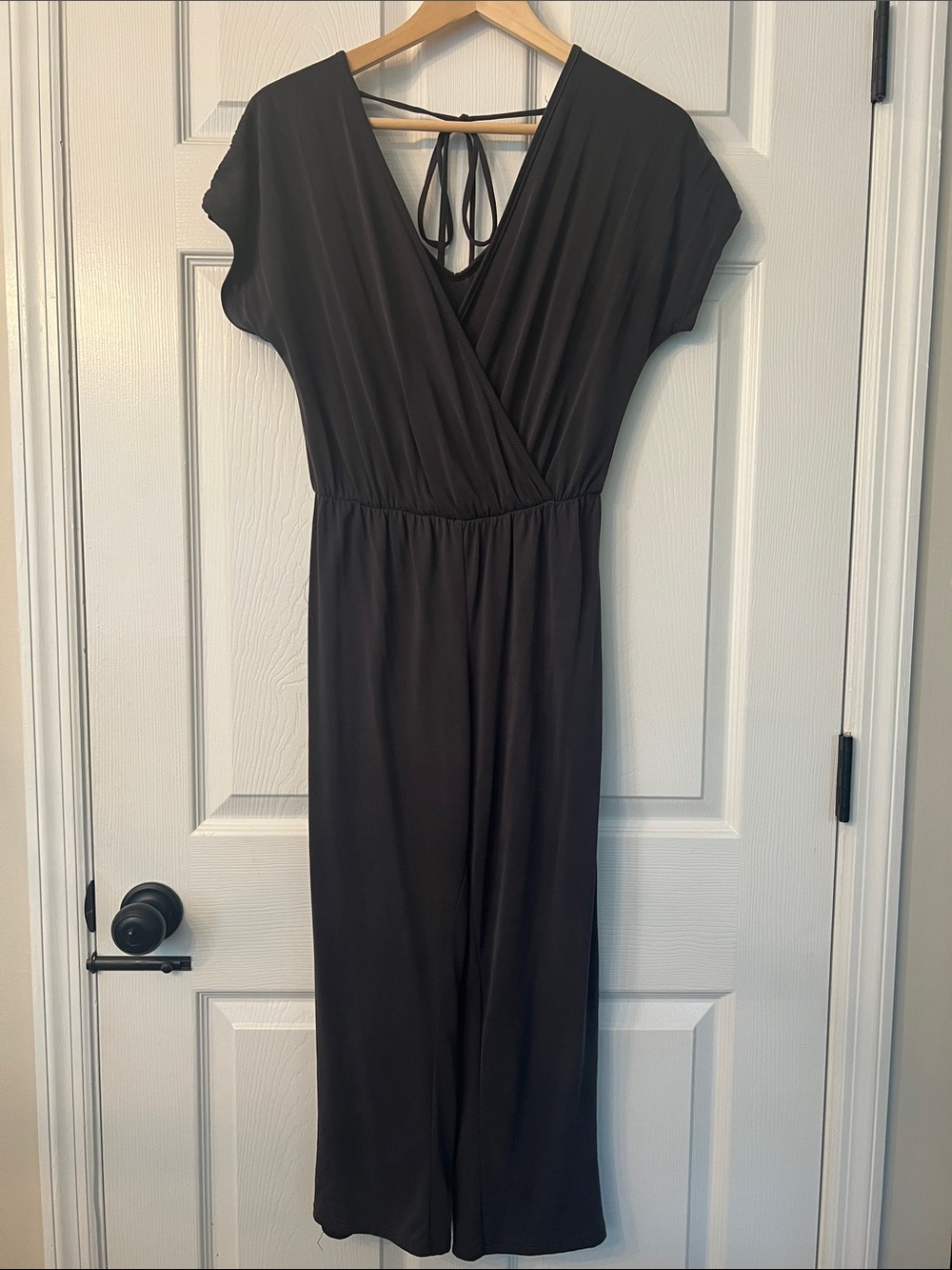 Francesca's Collections Slate Dark Grey Wrap-Front One-Piece